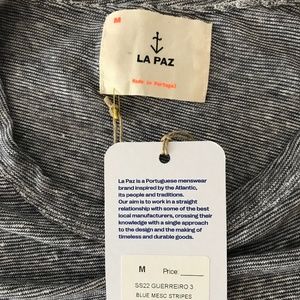 La Paz Navy Stripe Linen Tee Shirt Size M